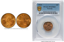 George V Cent 1928 MS65 Red PCGS, Ottawa mint, KM28. One step down from the Top Pop designation. A delightful Gem boasting high eye-appeal. HID0980124...