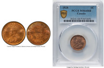 George V Cent 1928 MS64 Red and Brown PCGS, Ottawa mint, KM28. A desirable coin in a collectable grade, with blemish free surfaces and even toning thr...