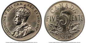 George V Specimen 5 Cents 1929 SP65 PCGS, Ottawa mint, KM29. A wonderful representation of this scarce Specimen issue, with the matte finish adding de...