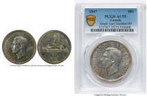 George VI "Maple Leaf - Doubled HP" Dollar 1947 AU55 PCGS, Royal Canadian Mint, KM37. HID09801242017 © 2024 Heritage Auctions | All Rights Reserved ww...