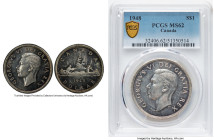 George VI Dollar 1948 MS62 PCGS, Royal Canadian mint, KM46. Featured here is a desirable Near-Choice offering struck with a key date for the series. B...