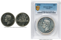 George VI Dollar 1948 MS61 PCGS, Royal Canadian mint, KM46. This famed key date always make for an exciting auction selection. Bright and flashy, this...