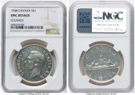 George VI Dollar 1948 UNC Details (Cleaned) NGC, Royal Canadian mint, KM46. A key date for the type. HID09801242017 © 2024 Heritage Auctions | All Rig...