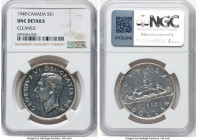 George VI Dollar 1948 UNC Details (Cleaned) NGC, Royal Canadian mint, KM46. Mintage: 18,780. A key-date in the Voyageur Series, despite grade remains ...