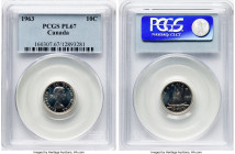 Elizabeth II Prooflike 10 Cents 1963 PL67 PCGS, Royal Canadian mint, KM51. Second highest grade on the PCGS Census. From the Cinderellie Collection HI...