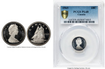 Elizabeth II Prooflike 10 Cents 1965 PL68 PCGS, Royal Canadian mint, KM73. 2nd Portrait. At the very peak of the certified population at PCGS. From th...