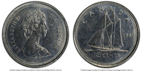 Elizabeth II Mint Error - 175 Degrees Clockwise Rotated Dies 10 Cents 1989 MS62 PCGS, Royal Canadian mint, KM77.2. HID09801242017 © 2024 Heritage Auct...