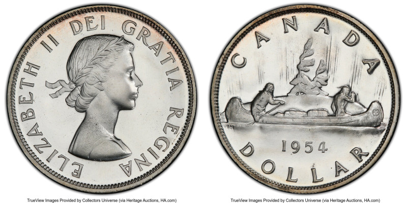 Elizabeth II Prooflike Dollar 1954 PL67 PCGS, Royal Canadian mint, KM54. HID0980...