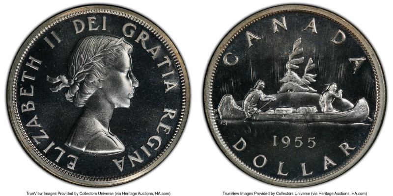 Elizabeth II Prooflike "Arnprior" Dollar 1955 PL67 PCGS, Royal Canadian mint, KM...