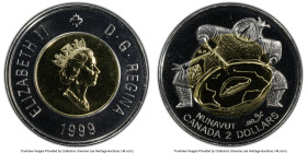 Elizabeth II bi-metallic Mule "Nunavut" 2 Dollars 1999 PR68 Deep Cameo PCGS, Royal Canadian mint, KM357a (No Ring Reverse). Commemorating the creation...