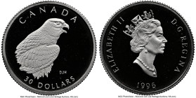Elizabeth II platinum "Peregrine Falcon" Proof 30 Dollars 1996 PR69 Ultra Cameo NGC, Royal Canadian mint, KM278. Endangered Wildlife Series. HID098012...