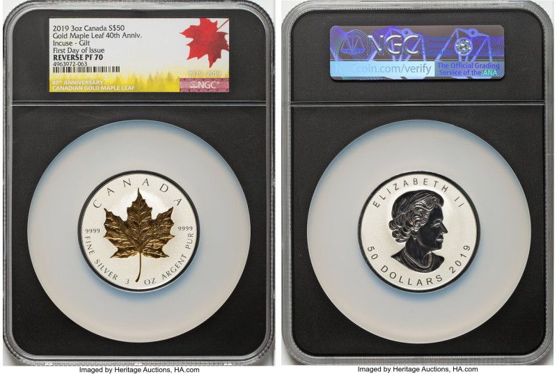 Elizabeth II gilt-silver Reverse Proof "40th Anniversary of the Gold Maple Leaf"...
