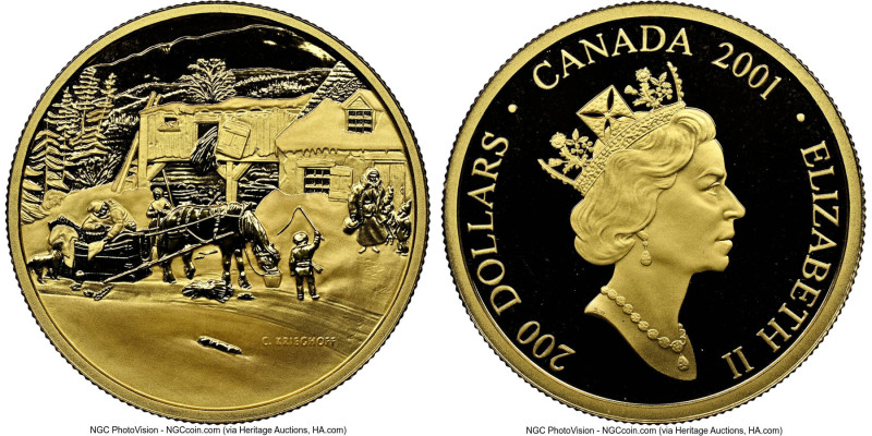 Elizabeth II gold Proof "Cornelius Krieghoff" 200 Dollars 2001 PR69 Ultra Cameo ...