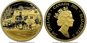 Elizabeth II gold Proof "Cornelius Krieghoff" 200 Dollars 2001 PR69 Ultra Cameo NGC, Royal Canadian mint, KM418. Mintage: 5,406. A one-year type comme...