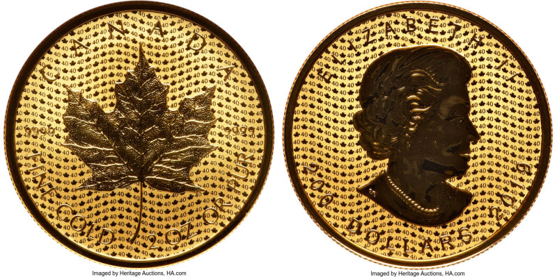 Elizabeth II gold Reverse Proof "Maple Leaf - 40th Anniversary" 200 Dollars (2 o...