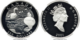 Elizabeth II 4-Piece Lot of Certified platinum "Harlequin Duck" Proof Set 2001 PR70 Ultra Cameo NGC, 1) 300 Dollars, KM432 2) 150 Dollars, KM431 3) 75...