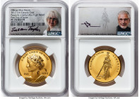 Elizabeth II gold Reverse Proof Ultra High Relief "Peace & Liberty" Mint Medal (1 oz) 2019 PR70 NGC, 30mm. First Day issue. Hand-signed by designer, S...