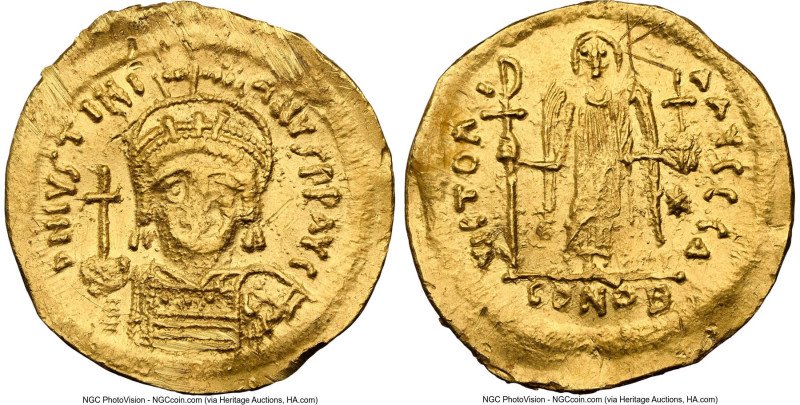 Justinian I the Great (AD 527-565). AV solidus (20mm, 4.34 gm, 6h). NGC AU 5/5 -...