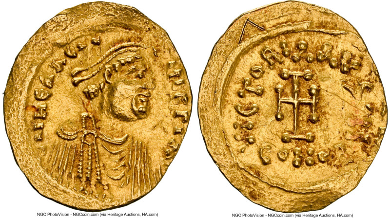 Heraclius (AD 610-641). AV tremissis (18mm, 1.44 gm, 6h). NGC AU 4/5 - 2/5, wrin...