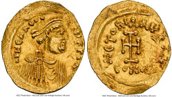 Heraclius (AD 610-641). AV tremissis (18mm, 1.44 gm, 6h). NGC AU 4/5 - 2/5, wrinkled, brushed, graffito. Constantinople, ca. AD 610-613. d N hЄRACLI-Ч...