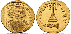 Constans II Pogonatus (AD 641-668). AV solidus (20mm, 4.37 gm, 7h). NGC MS 4/5 - 4/5, clipped. Constantinople, 3rd officina, ca. AD 649/50-651/2. d N ...