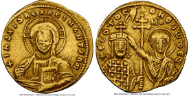 John I Tzimisces (AD 969-976). AV histamenon nomisma (20mm, 4.12 gm, 5h). NGC VF 5/5 - 3/5, wavy flan, clipped. Constantinople, AD 970-973. +IhS XIS R...
