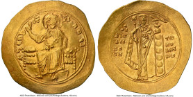 Alexius I Comnenus (AD 1081-1118). AV hyperpyron (29mm, 4.31 gm, 5h). NGC AU 5/5 - 3/5, edge bend, clipped. Constantinople. Post-reform coinage (ca.19...