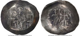 Isaac II Angelus (AD 1185-1195). EL aspron trachy (29mm, 4.36 gm, 6h). NGC MS 4/5 - 3/5, brushed. Constantinople. Virgin Mary, nimbate, enthroned faci...