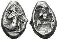 Greek Coins ACHAEMENID EMPIRE.Time of Darios I to Xerxes II.(485-420 BC).Sardes.Siglos. Obv : Persian king in kneeling-running stance right, holding s...