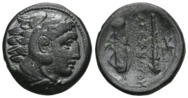 Greek Kingdom of Macedonia. Alexander III the Great (336–323 BC). Bronze. Approx. 336–323 BC. Uncertain mint in Macedonia. Obv: Head of youthful Herac...
