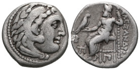 Greek CARIA, Mylasa. Circa 300-280 BC. AR Drachm . In the name and types of Alexander III of Macedon. Head of Herakles right, wearing lion skin / Zeus...
