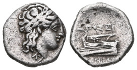 Greek, Bithynia, Kios AR Hemidrachm. Bithynia, Kios AR Hemidrachm. c. 350-300. Poseidonios, magistrate. Laureate head of Apollo r. / Prow of galley l....