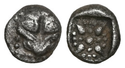Greek Ionia, Miletos. 1/8 Obol; Ionia, Miletos; c. early 4th cent. BC, Obol. SNG Kayhan-461 (hemiobol). Obv: Lion's scalp facing, within dotted square...