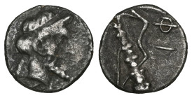 Greek Cilicia. Nagidos circa 420-380 BC. Obol AR Head of Dionysos right / Club and bow. nearly very fine SNG von Aulock -; SNG BN -; SNG Levante -; SN...