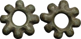 Celtic World. AE Ring money with eight pellets, ca. 1st century AD. AE. g. 16.77 mm. 27.00 Earthy patina. VF.