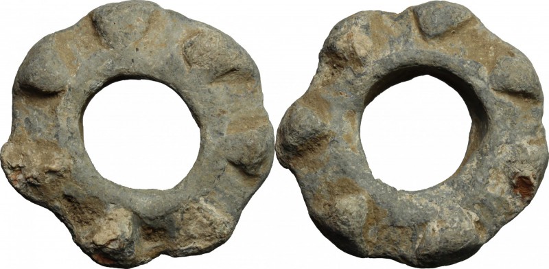 Celtic World. AE Celtic ring-money with seven pellets, ca. 1st century. AE. g. 1...