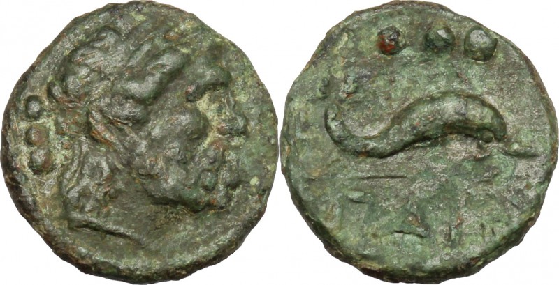 Greek Italy. Northern Lucania, Poseidonia-Paestum. AE Quadrans, 218-201 BC. D/ M...