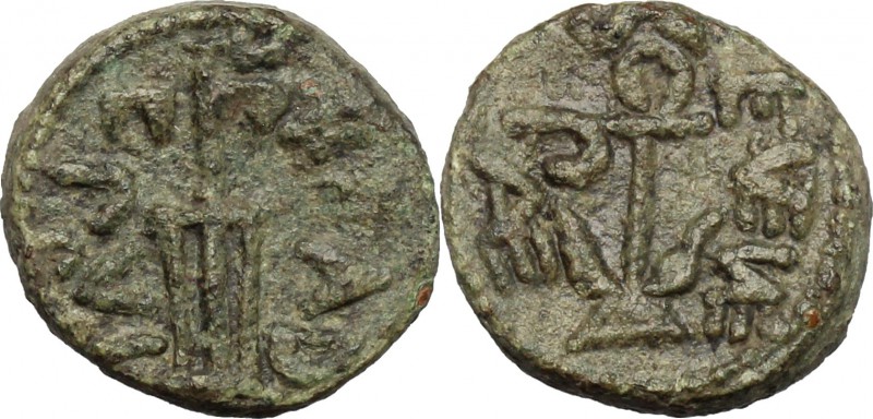 Greek Italy. Northern Lucania, Poseidonia-Paestum. AE Semis, 90-44 BC. D/ Anchor...
