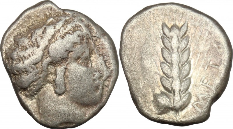 Greek Italy. Southern Lucania, Metapontum. AR Stater, 430-400 BC. D/ Head of Dem...