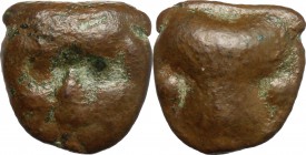 Sicily. Selinos. AE Hexas, 435-415 BC. D/ Facing mask of Silenus. R/ Selinon leaf flanked by two pellets. CNS I, 9. AE. g. 4.45 mm. 16.00 Brown patina...