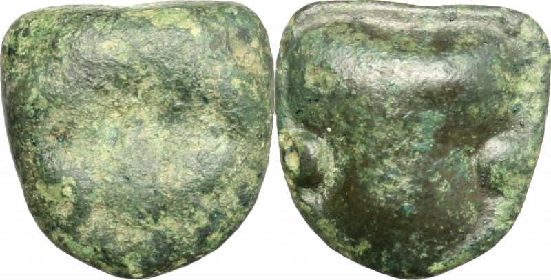 Sicily. Selinos. AE Hexas, circa 450-440 BC. D/ Facing mask of Silenus. R/ Selin...