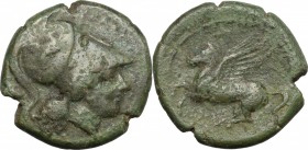 Sicily. Syracuse. Agathokles (317-289 BC). AE 23mm, 317-289 BC. D/ Head of Athena right, helmeted. R/ Pegasus flying left. CNS II, 115. AE. g. 10.46 m...