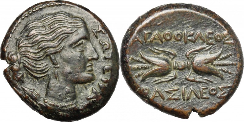 Sicily. Syracuse. Agathokles (317-289 BC). AE Litra, 317-289 BC. D/ Head of Arte...