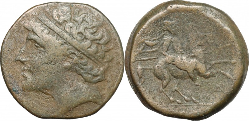 Sicily. Syracuse. Hieron II (274-216 BC). AE 22mm, 274-216 BC. D/ Head left, dia...