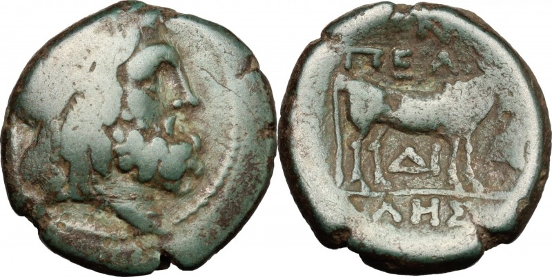 Continental Greece. Macedon, Pella. AE 20mm, 196-146 BC. D/ Head of Poseidon rig...