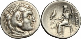 Continental Greece. Kings of Macedon. Alexander III "the Great" (336-323 BC). AR Drachm, Ionia, Teos mint, 336-323 BC. D/ Head of Heracles right, wear...