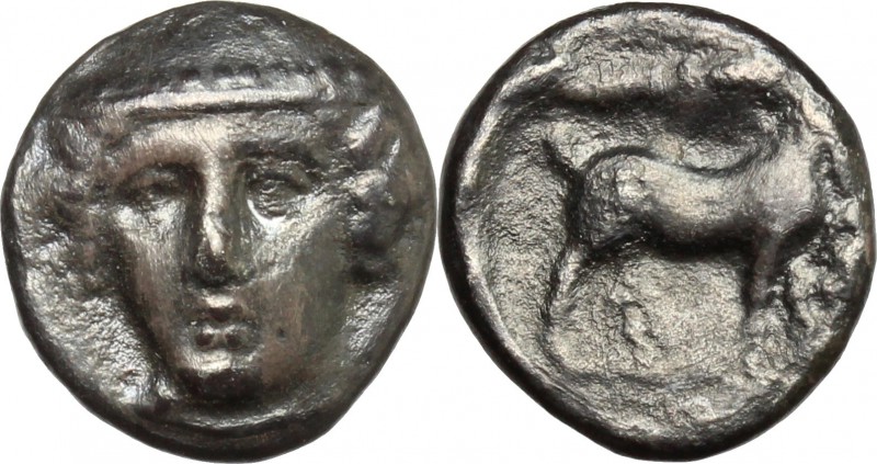 Continental Greece. Thrace, Ainos. AR Tetrobol, 380-300 BC. D/ Head of Hermes fa...