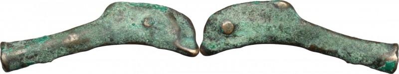 Continental Greece. Skythia, Olbia. AE dolphin shaped proto-money, 5th century B...