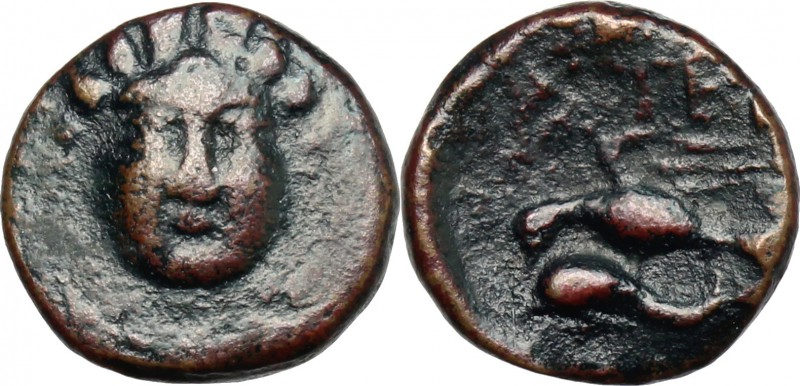 Continental Greece. Moesia, Istros. AE 12mm, mid-late 3rd century BC. D/ Head of...