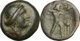 Continental Greece. Peloponnesos, Messene. AE Hexachalkon, 40-30 BC. D/ Head of Demeter right, wearing wreath. R/ Zeus striding right, hurling thunder...